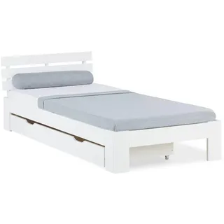 Homestyle4u Holzbett 90 - 180 x200 cm Bett Natur Weiß Grau Einzelbett Doppelbett Holz Massiv