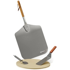 Mahlzeit 4-teiliges Pizza Set | Pizzastein mit Schaufel, Pizzaschneider und Spachtel | Pizzastein für Backofen und Grill | Pizza Zubehör Set, Pizzastein Set, Pizza stone, Grillstein, Backstein