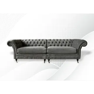 xxl Sofa 4 Sitzer Couch Chesterfield Polster Sitz Garnitur Leder Textil Graue - Grau