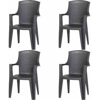 PROGARDEN Eden Stapelsessel 62 x 60 x 89 cm anthrazit 4er Set