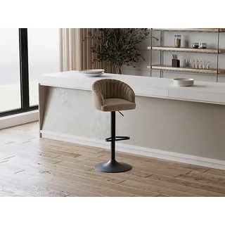 Barhocker 2er-Set - Samt & Metall - Beige - DORALIZ