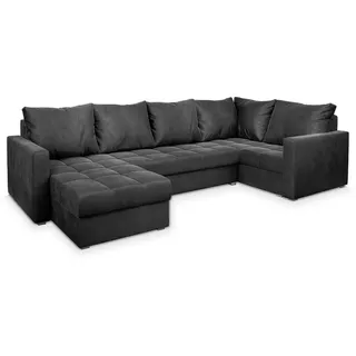 masseno Ecksofa Lorivo L-S mit Schlaffunktion U-Form, Sofa mit Bettkasten, Wohnzimmersofa, Couch, Soffa, Bettsofa, Couchgarnitur- Grau, PAROS 06 - Grau