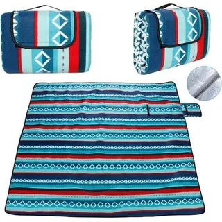 Unyqoos® Picknickdecke 200 x 200 cm – extra groß, wasserdicht mit Aluminium-Rückseite, sandabweisend, faltbar & leicht für Camping, Strand, Park - Blau