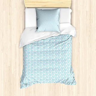 ABAKUHAUS Anker Mantele, Ketten Segeln Cartoon, Milbensicher Allergiker geeignet mit Kissenbezügen, 135 cm x 200 cm - 80 x 80 cm, Blassblau Weiß - Weiß
