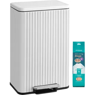Songmics Mülleimer 50 l Wolkenweiß