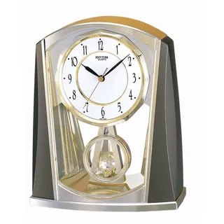 Rhythm 7772/9 Tischuhr Quarz mit Slow-Motion-Pendel, graumetalic und goldfarben - Grau