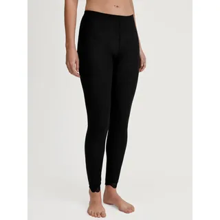Leggings CALIDA "Richesse Lace", Damen, Gr. XS (36/38), N-Gr, ws schwarz, Feinripp, Obermaterial: 70% Schurwolle, 30% Seide, körpernah lang, Hosen Leggings, Spitzen-Details, elastisch, Feinripp-Qualität, wärmend, weich
