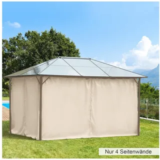 Outsunny 4 Seitenteile für 3x4 m Pavillon mit Haken Seitenwände für Gartenpavillon Partyzelt Polyester Beige - Beige