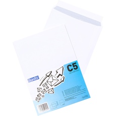 BANTEX 400089389 Selbstklebender Umschlag mit Streifen C5, 10 Verpackungen mit je 50 Stück weiß