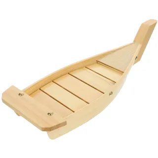 DOITOOL Sushi Platte Bootsförmig Japanisches Snack-Tablett Serviergericht Für Sushi Sashimi Und Beilagen Große Holz Boot Schüssel Für Restaurant Home Familienessen 16.54X6.69X2.95 Zoll