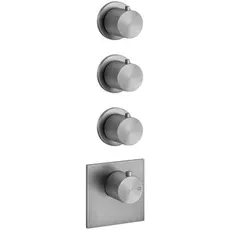 Gessi 316 Fertigmontage-Set Unterputz-Thermostat, vertikalen Montage, 3 separate Wege, einzelne Rosetten, 54506, Farbe: Warm Bronze gebürstet PVD