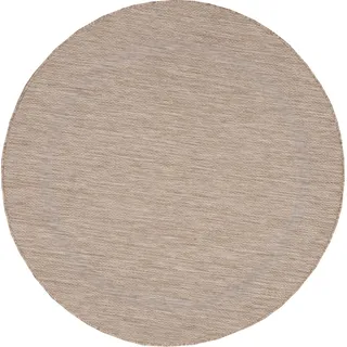 Carpetsale24 In- & Outdoor Teppich - Wetterfestes Flachgewebe in Sisal-Optik mit Bordüre, Küchenteppich, Terrasse, Wohnzimmer & mehr, Grösse: 120 cm Rund - Beige