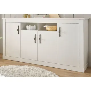 furn.design Sideboard "Fiastra" weiß Pinie Landhaus Kommode 201 cm mit Soft-Close - Weiß