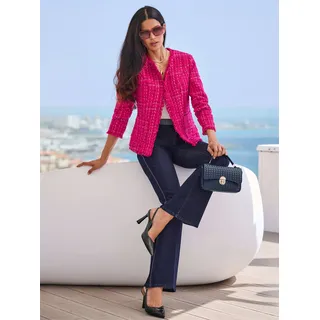 Jackenblazer HEINE "Bouclé-Blazer", Damen, Gr. 50, fuchsia, rot, meliert, 100% Polyester, Blazer Jackenblazer