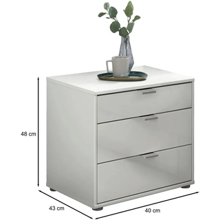 Dieter Knoll Nachtkästchen , Weiß , Glas, Holzwerkstoff , 3 Schublade(n) Schubladen , 40x48x43 cm , ISO 9001, Made in Germany , Typenauswahl, Soft-Close-System , Schlafzimmer, Nachtkästchen