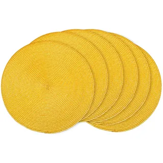 AHHFSMEI Platzsets, runde, geflochtene Tischsets für Esstische, natürliche gewebte hitzebeständige Platzsets, 38,1 cm, 6er-Set (Gelb)