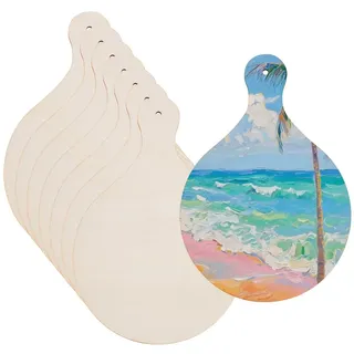 arricraft 8 Stück Mini Schneidebrett Aus Holz Zum Basteln Mit Griff Unbehandeltes Rundes Holz Paddel Schneidebrett Mini Wurstbretter Zum Selbermachen Kochen Heimküche Dekoration (9.06x6.3 Zoll)