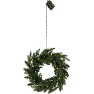 EGLO LED Weihnachtskranz mit Dämmerungssensor, Kranz Weihnachten beleuchtet, Adventskranz in Tannengrün für innen und außen, warmweiß, batteriebetrieben, Ø 45 cm, IP44