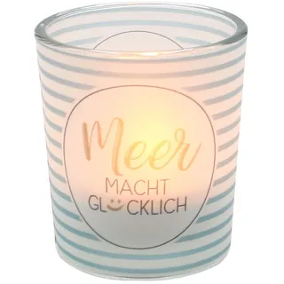 Dekohelden24 Windlicht Meer Macht Glücklich Glas Transparent