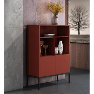 Italienische Kommode Stil Möbel Hoch Designer Schrank Schränke Orange Sideboard - Rot