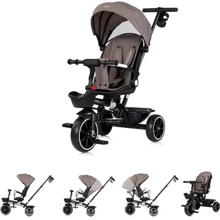 Chipolino Tricycle Max Sport 2 in 1, Dreirad, Becherhalter, Sitz umkehrbar, Korb braun - Braun