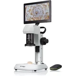Bresser LCD-Mikroskop Analyth mit Durch- und Auflicht in 5 Helligkeitsstufen, stufenlosem Zoom (0,7X–4,5X), 22,5-cm-Display und Grob- und Feinfokussierung, 5809100, Weiss