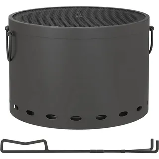 Outsunny Feuerschale, Metall, Dunkelgrau , 38x27x38 cm , Gartenmöbel, Feuerschalen & Feuerkörbe