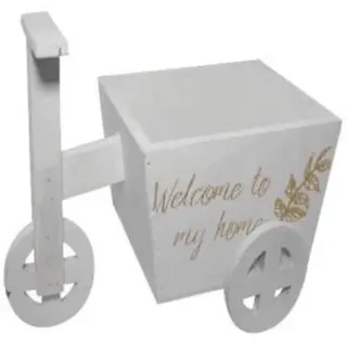 FGF IMPORT EXPORT Pflanzenhalter aus Holz Weiß Fahrrad 25 x 14 x 19, wie abgebildet