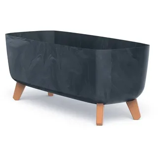 Tymar Blumentopf rechteckig mit Füßen Übertopf mit Beinen Blumenkübel länglich außen (Beton Anthrazit; 40 cm)