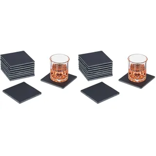 Relaxdays Untersetzer, 10x Schieferuntersetzer (10 x Glasuntersetzer)