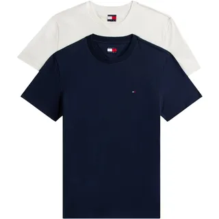 Tommy Hilfiger Tommy Jeans Herren TJM Xslim 2Pack Jersey Tee EXT Dm0Dm20687 S/S T-Shirt, Multi (Ecru/Dark Night Navy), L