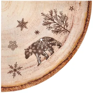 Homéa, Set mit 12 Papierservietten, 3-lagig, Durchmesser 32 cm, Tiere auf Holz