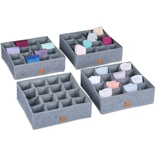 Relaxdays Aufbewahrungsbox 4er Set grau