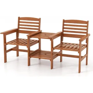 Sitzgarnitur aus Holz mit Kaffeetisch & Schirmloch Wetterfestes Gartenmöbelset für die Terrasse