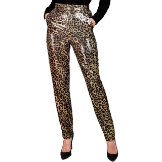 W WIDMANN MILANO Party Fashion - Party Fashion Paillettenhose für Damen, Disco Fever, Schlagermove, Damenhose, Animal Print