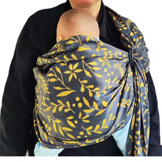 Shabany® - Ring Sling Tragetuch - 100% Bio Baumwolle - Babybauchtrage für Neugeborene Kleinkinder bis 15 KG - inkl. Baby Wrap Carrier Anleitung - anthrazit (noble)