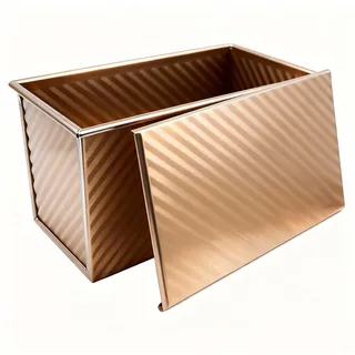 Edelstahl Brotbackform 230g mit Deckel - Roségold Wellenform Toastbrot Backform für Sandwiches & Sauerteig - Spülmaschinengeeignet, Für Backöfen , Heißluftofen,Heißluftfritteuse (17.2x9.6x8.2cm)