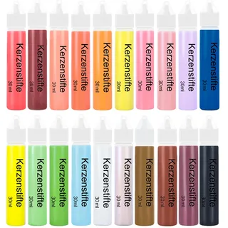Scentoria 20 Stück Wachsstifte für Kerzen, Kerzen Bemalen Set 30ml, Kerzenstifte zum Verzieren