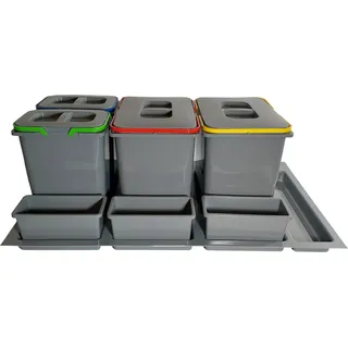 Abfalltrennsystem für Schubladen – Mülltrennsystem 90cm – 4 Fächer für Küchenabfälle - Dunkelgrau