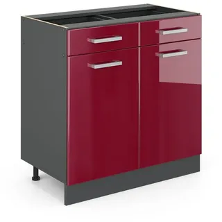 Vicco Schubladenschrank R-Line 80 x 81,6 x 46 cm Rot Hochglanz