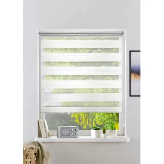 Doppelrollo MY HOME "MILO" Gr. 11, weiß, B:110cm H:150cm, Polyester, Rollos, Doppelrollo, in moderner Streifenoptik NEUHEIT