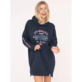 Zwillingsherz Sweatkleid »"Strandglück"« Kängurutasche mit Stickerei vorne und am Arm, blau