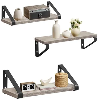 VASAGLE Wandregal 3er Set 30 x 35 x 40 cm Greige-Mattschwarz