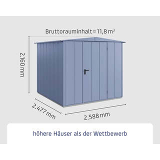 EcoStar Gerätehaus Elegant-S Typ 2 taubenblau 1 flg 258,8 x 247,7 x 216 cm