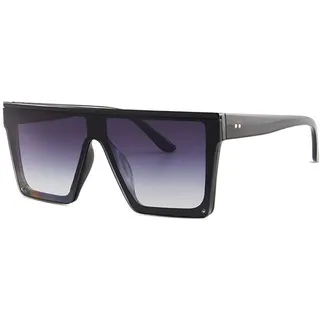 Dollger Retro Eckig Sonnenbrille Damen Herren Groß Mode Flat Top Big Rahmen Shades Grau