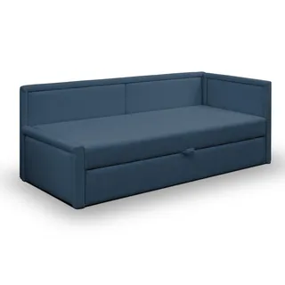 Selsey Polsterbett 91 x 205 cm Schlaffläche 82 x 189 cm Gepolstertes Bett Tagesbett Sofabett Jugendbett Robuster Stoff T30 Schaumstoff Ausziehbar Marineblau Caprili