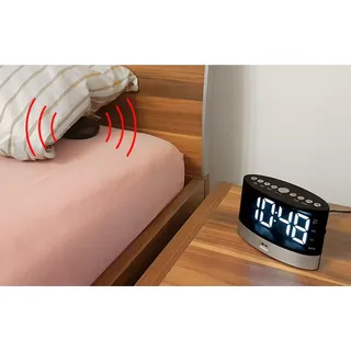Soundmaster UR580SW, Digitaler Wecker, Schwarz, Silber, FM, PLL, LED, Wechselstrom/Batterie, AAA/LR03 - Schwarz, Silber