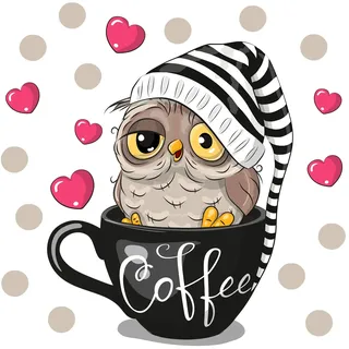 WandSticker4U®- Wandtattoo KAFFEETASSE EULE schwarz selbstklebend I Wandtattoo Küche Kaffee lustig Eule modern Coffee Sticker I Wanddeko Küche Kaffee Deko für Esszimmer Büro Café COOL