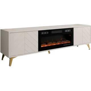 Mirjan24 Xylix 2D EF TV-Lowboard 184x53x40 cm Beige/Gold Holzwerkstoff