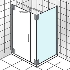 HSK K2P Seitenwand für Drehtür an Nebenteil, Maße: 140,0 cm x 200,0 cm, Anschlag links/rechts (drehbar), Duschkabinen: Chromoptik: ESG klar